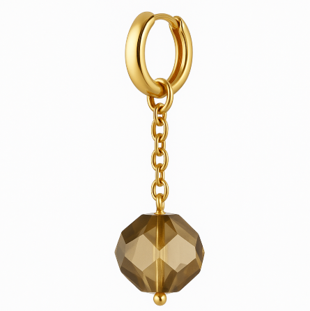 1 - Boucles d’Oreilles GEFOR – Élégance en Quartz Fumé et Plaqué Or
