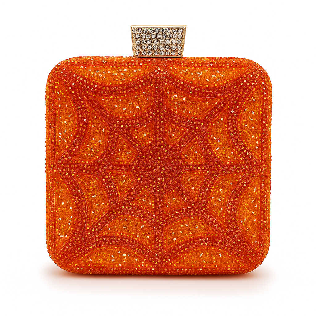 Pochette Modèle Perlé Blanc & Cristal