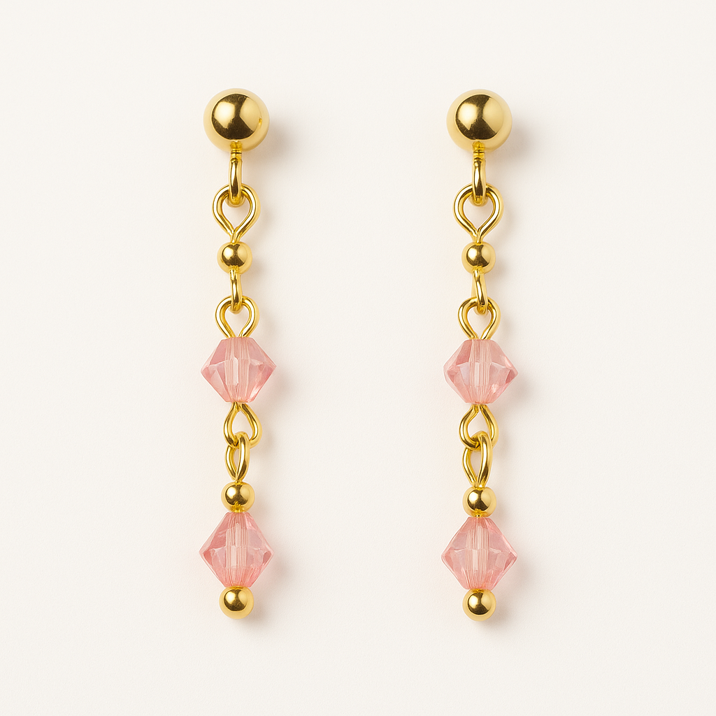 11 - Boucles d’Oreilles GEFOR – Douceur Rosée & Brillance Dorée
