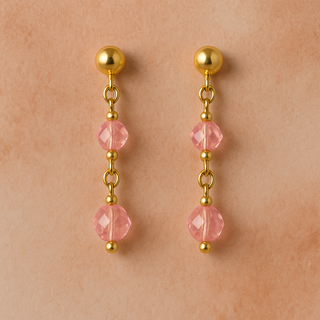 11 - Boucles d’Oreilles GEFOR – Douceur Rosée & Brillance Dorée