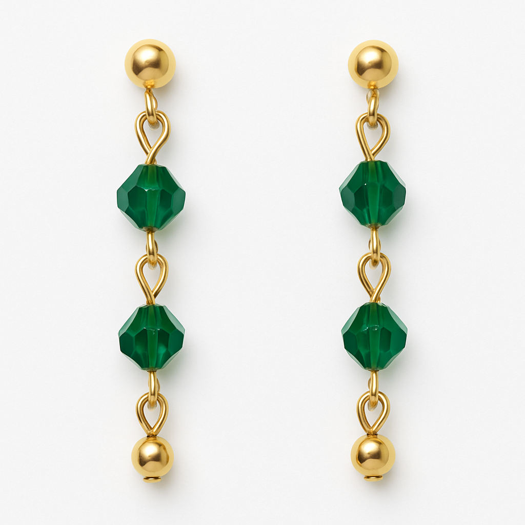 16 - Boucles d’Oreilles Pendantes Plaquées Or – Perles Améthyste