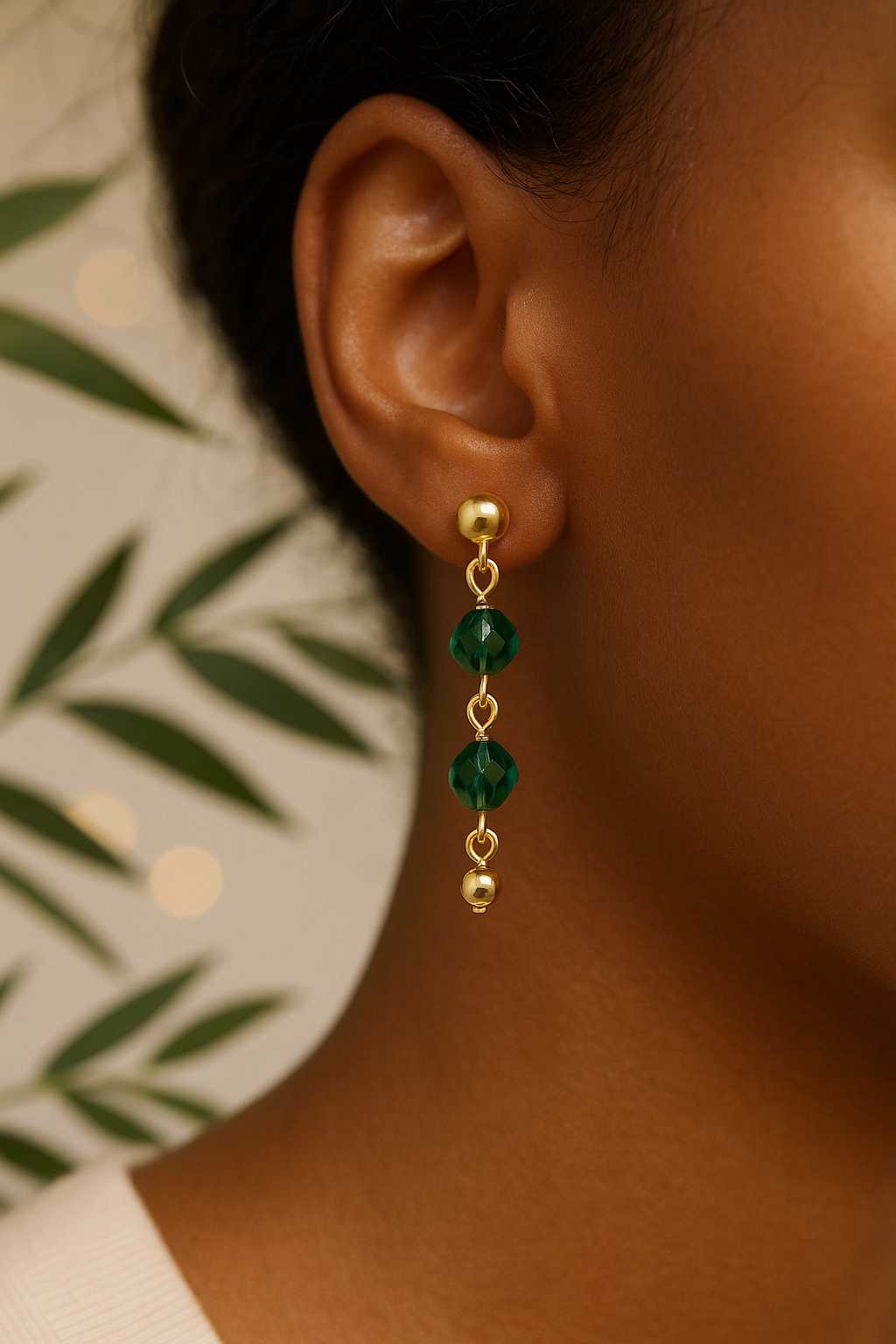 16 - Boucles d’Oreilles Pendantes Plaquées Or – Perles Améthyste