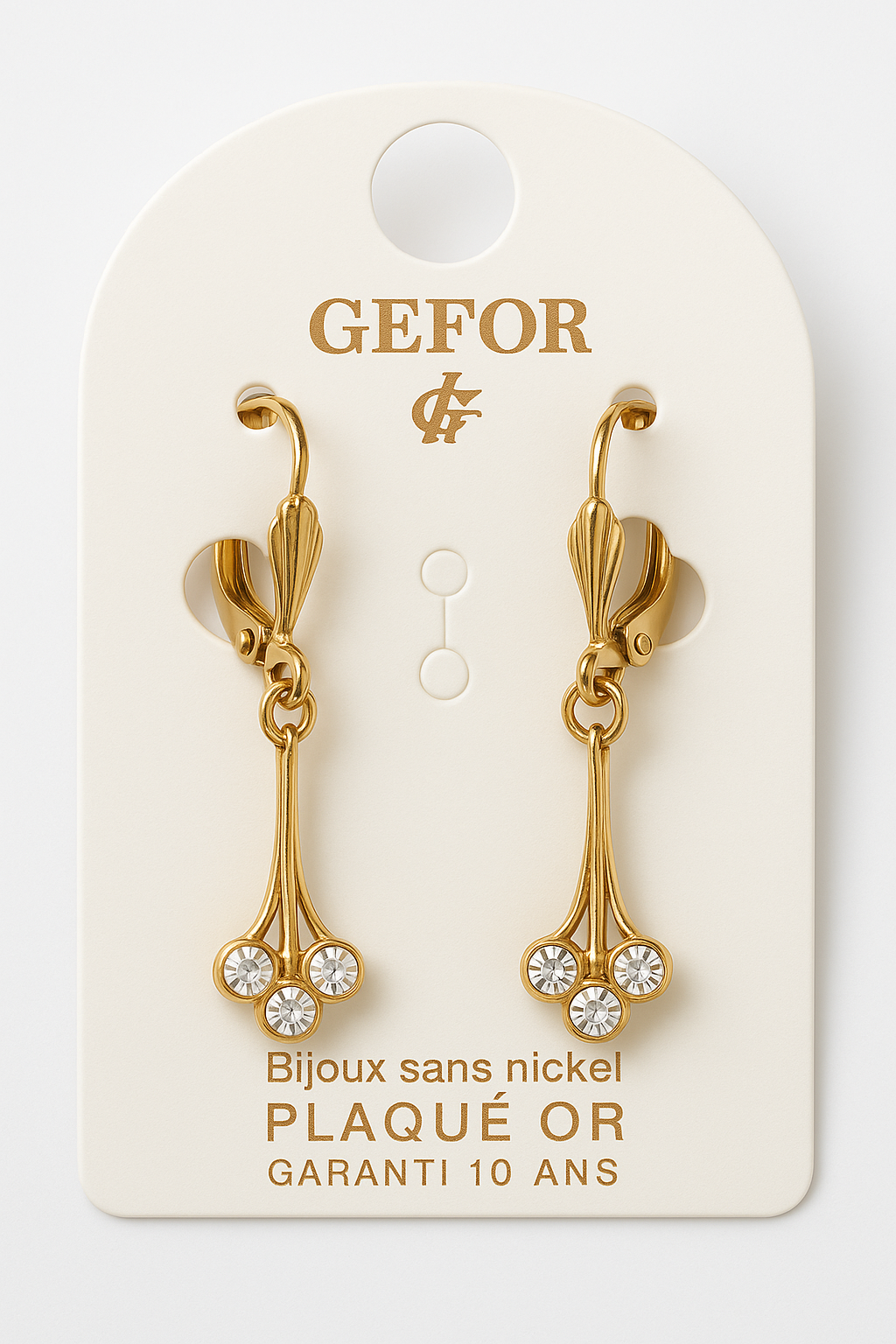 20 - Boucles d’Oreilles Pendantes Plaquées Or – Élégance Vintage & Cristaux Étincelants