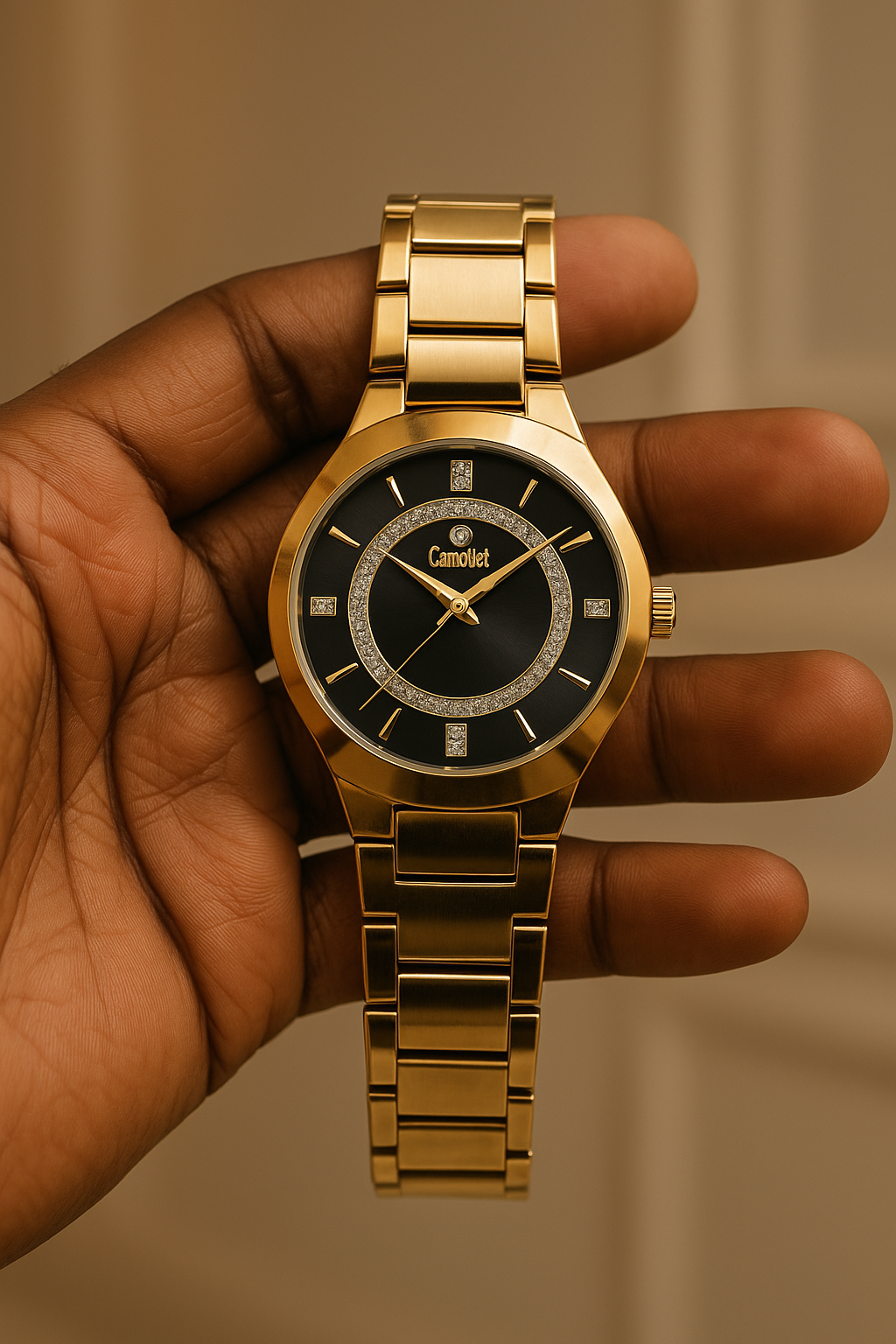 Montre Homme Camelot – Élégance Noire et Dorée