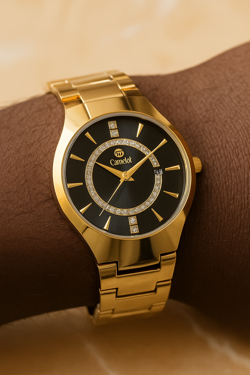 Montre Homme Camelot – Élégance Noire et Dorée