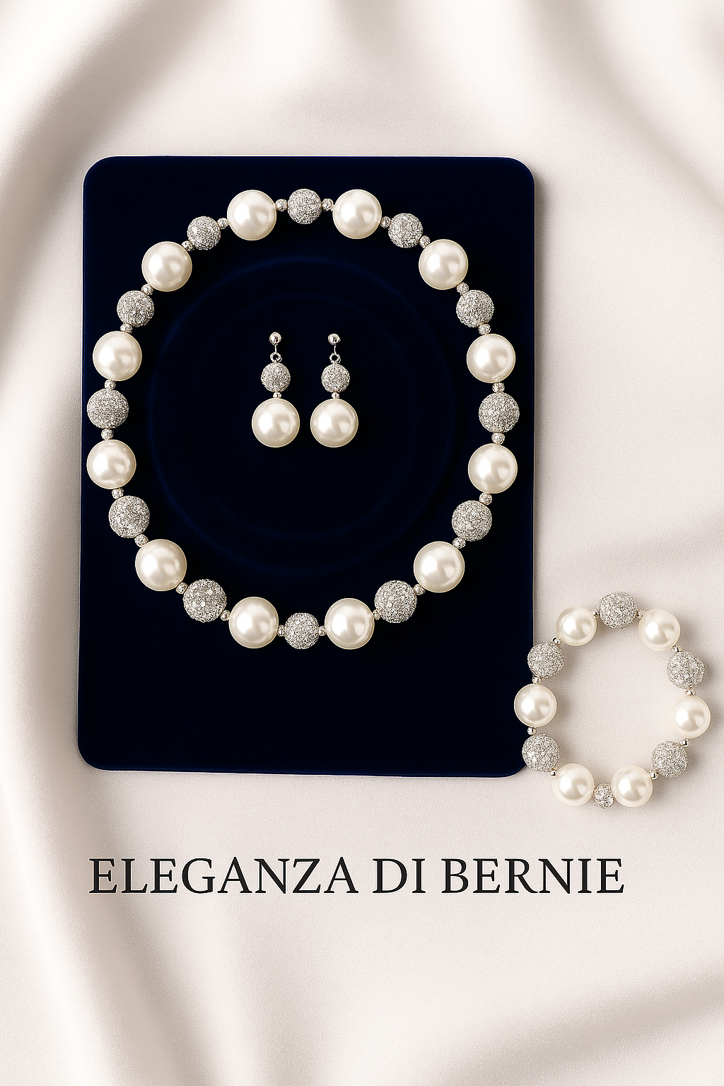 Parure Lumière – Perles Nacrées & Cristaux Argentés