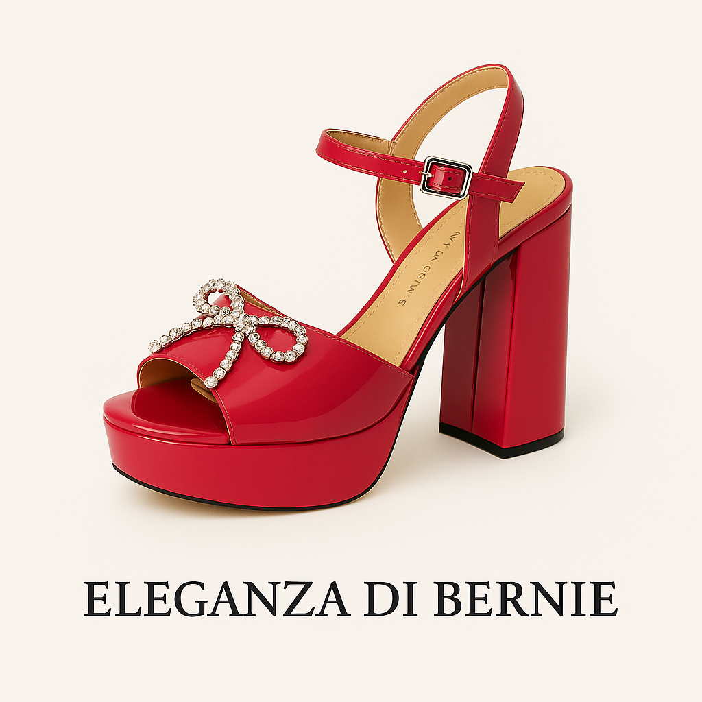 Sandales à Talons Rose Fuchsia avec Nœud Strass – Élégance Glamour