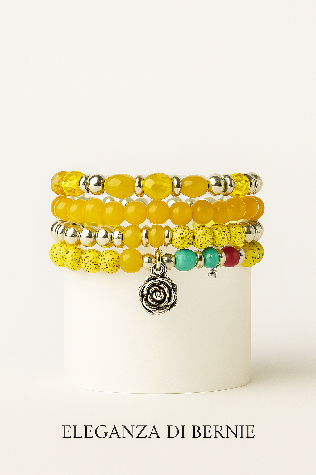 Bracelets Multirangs Jaune Soleil – Ensemble de 4