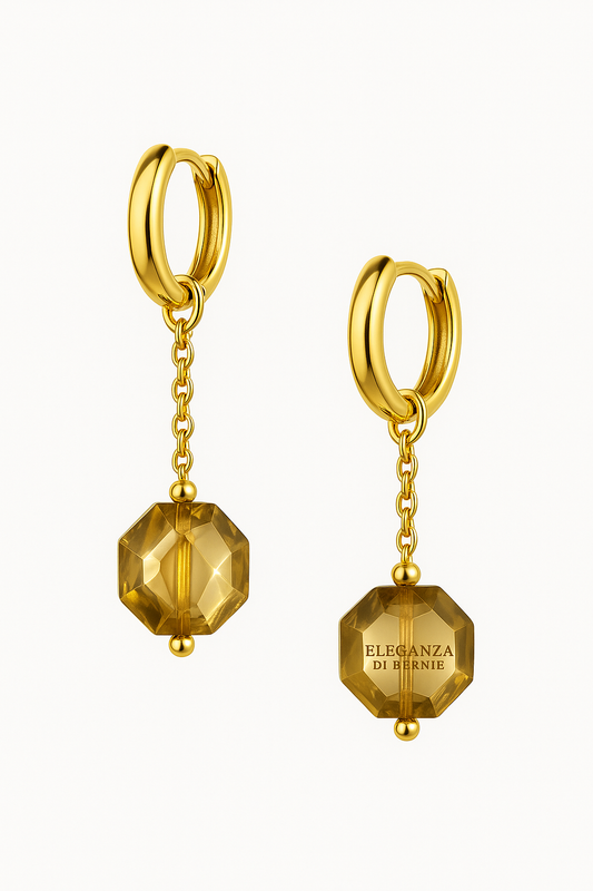 1 - Boucles d’Oreilles GEFOR – Élégance en Quartz Fumé et Plaqué Or