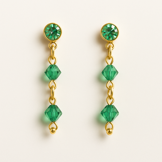 13 - Boucles d’Oreilles GEFOR – Éclat Émeraude et Finesse Dorée