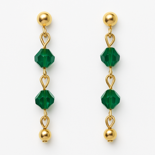 16 - Boucles d’Oreilles Pendantes Plaquées Or – Perles Améthyste