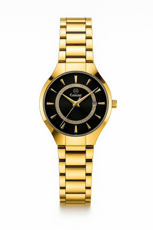 Montre Homme Camelot – Élégance Noire et Dorée