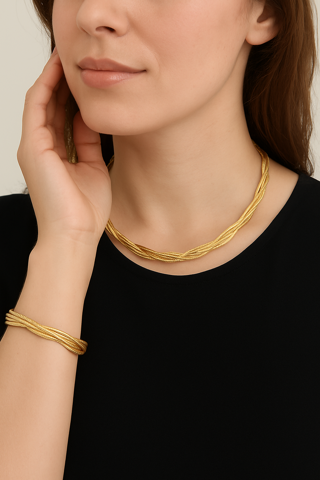 Parure Bicolore – Collier & Bracelet Torsadés