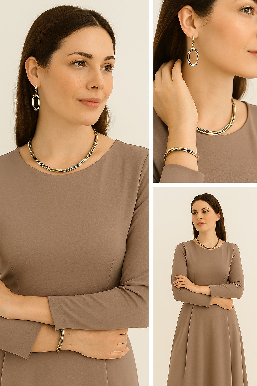 Parure Bicolore – Collier & Bracelet Torsadés